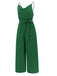 1930s Cowl Neck Spaghetti Strap Solid Belted Jumpsuit