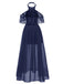 1940s Solid Lace Cold-Shoulder Long Dress