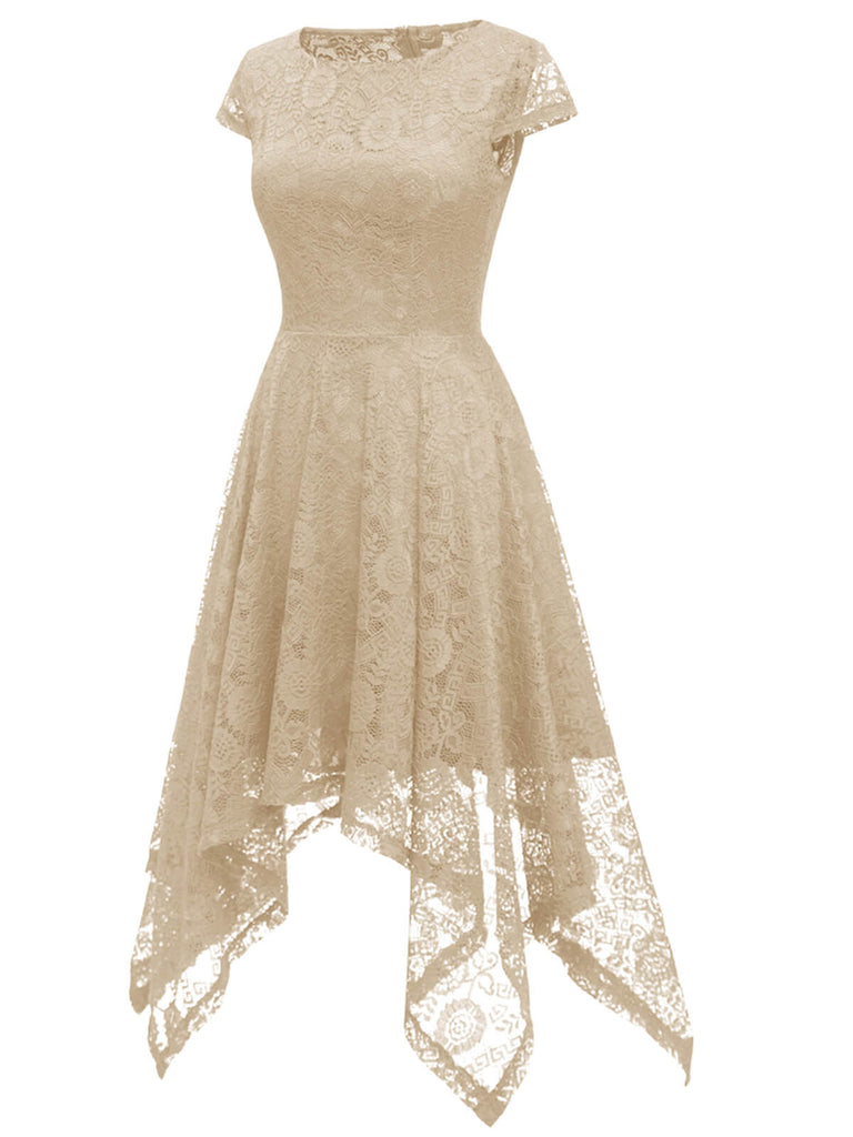1940s Solid Irregular Hem Dress