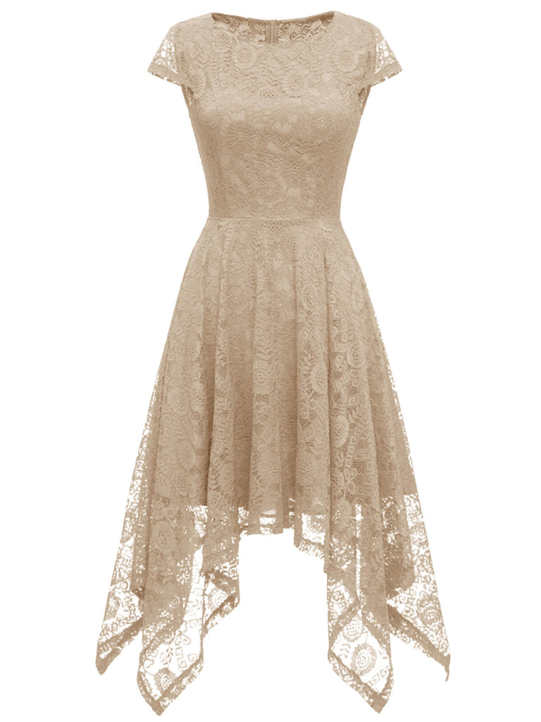 1940s Solid Irregular Hem Dress