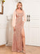 1920s Champagne Sequin Side Slit Dress