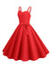 1950s Spaghetti Strap Bow Decor Solid Dress