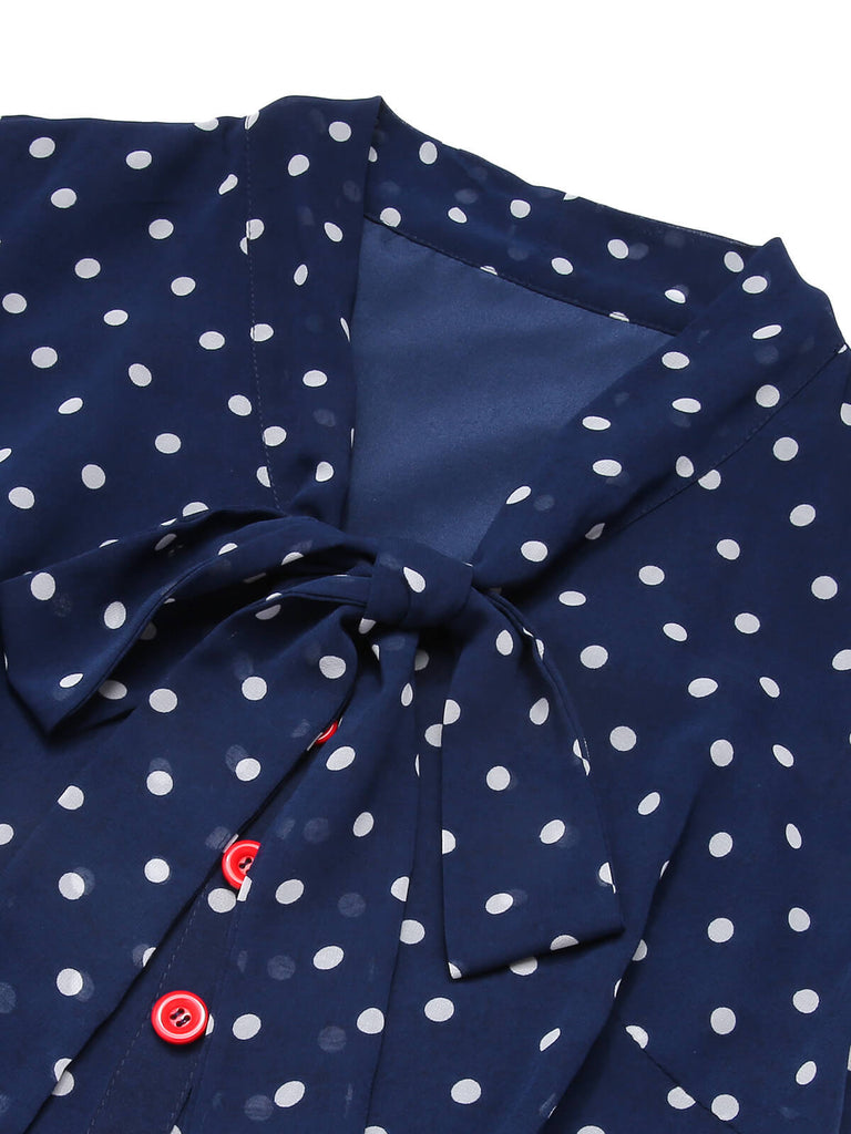 [Pre-Sale] Blue & White 1960s Polka Dot Cap Sleeve Dress