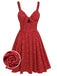 Red 1950s Spaghetti Strap Heart Print Dress
