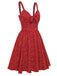 Red 1950s Spaghetti Strap Heart Print Dress