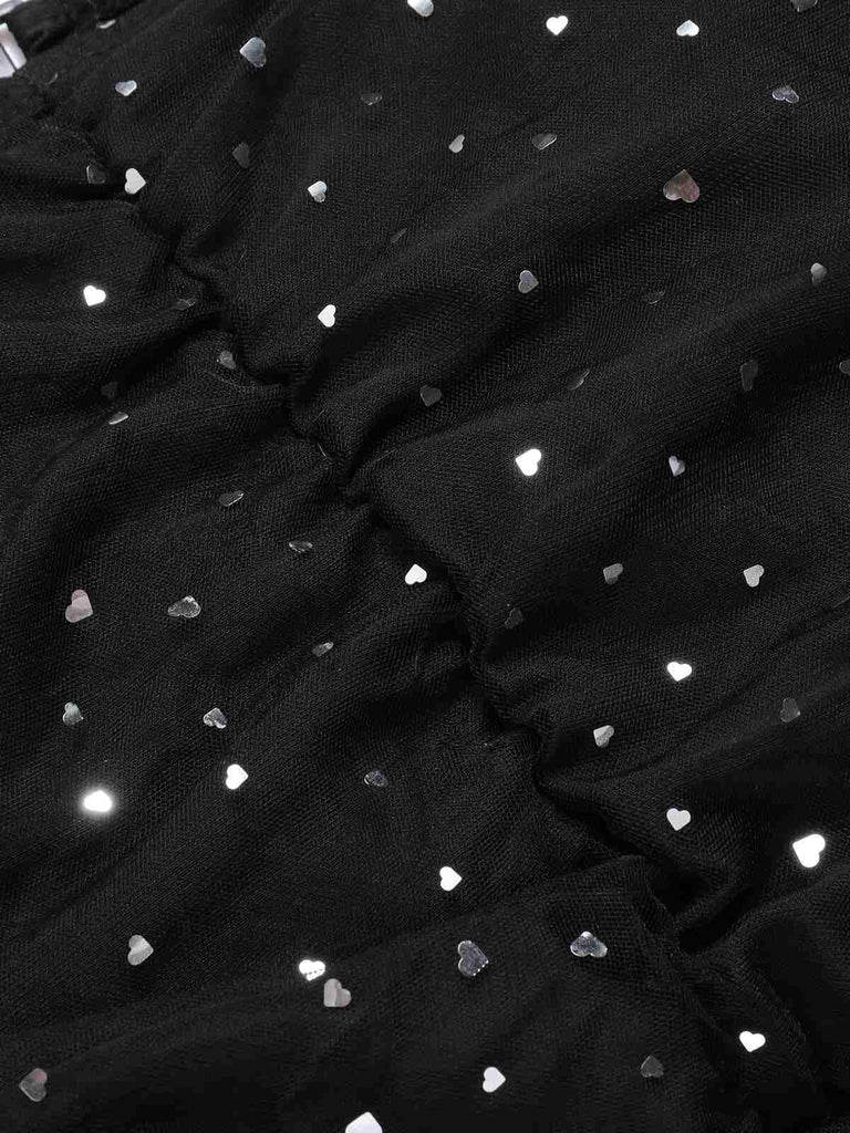 Black 1960s Solid Mesh Starlight Swimsuit
