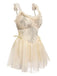 Beige 1930s Organza Ruffle One-Piece Swimsuit