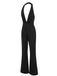 Black 1930s Halter Deep V-Neck Jumpsuit