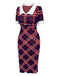 Multicolor 1960s Plaid Knitted Pencil Dress