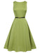 Green 1950s Boat Neck Sleeveless Belt Dress