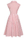 1950s Lapel Polka Dots Sleeveless Dress