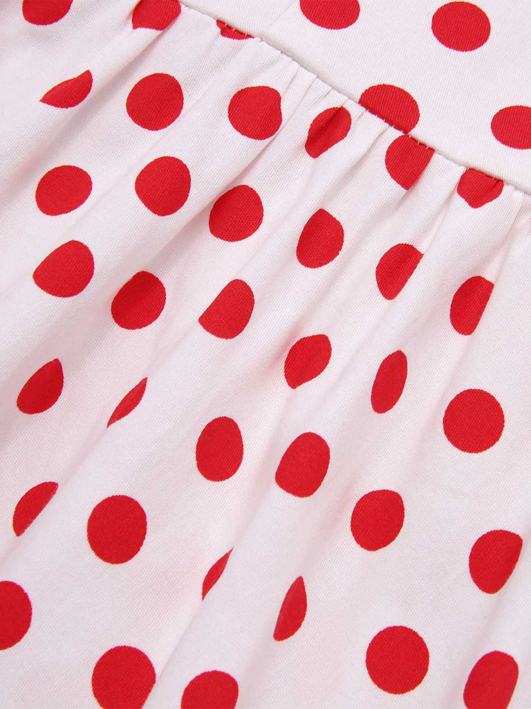 1950s Lapel Polka Dots Sleeveless Dress