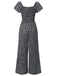Black 1930s Square Neck Floral Jumpsuit