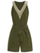 ‍Army Green 1950s Lace V-Neck Patchwork Romper (75% off)