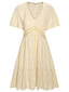 1970s Solid V-Neck Splicing Lace Flare Dress