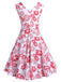 1950s V-Neck All Over Print Swing Dress