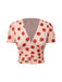 Pink 1950s Strawberry Mesh V-Neck Top