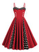 1950s Polka Dot Contrast Spaghetti Strap Dress