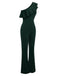 1950s Solid One Shoulder Ruffled Jumpsuit
