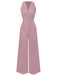 Pink 1950s Sleeveless Buttoned Solid Jumpsuit