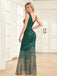 Green 1920s Sequined Fishtail Sleeveless Dress