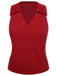 Red 1940s Solid Sleeveless Lapel Top