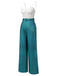 Blue 1930s Laser Flashing Spaghetti Strap Jumpsuit