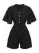 ‍Black 1960s Solid Flare Sleeve V-Neck Romper (86% off)