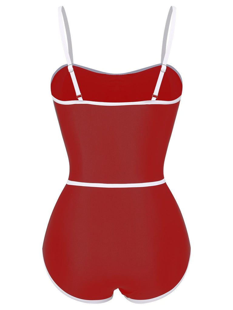 [Pre-Sale] Red 1960s Lined Sling One-Piece Swimsuit