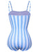 Blue 1930s Striped One-Piece Swimsuit