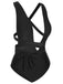Black 1960s Solid Deep V-Neck Bandage Swimsuit