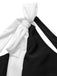 Black 1960s Solid Shoulder Tie One-Piece Swimsuit