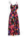 Multicolor 1940s Abstract Floral A-line Strap Dress