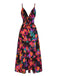 Multicolor 1940s Abstract Floral A-line Strap Dress