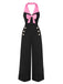 Black & Pink 1930s Bow Lapel Jumpsuit