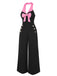 Black & Pink 1930s Bow Lapel Jumpsuit