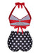 1960s Polka Dot Halter Back Strap Swimsuit