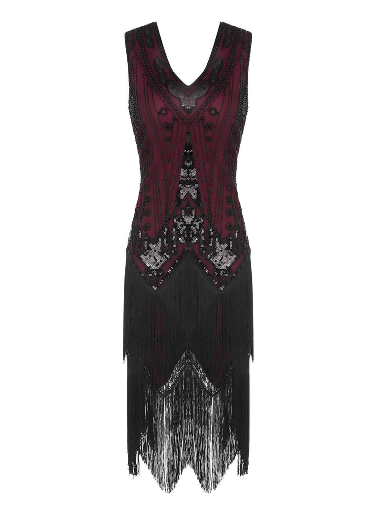 1920s V-Neck Sequined Tassel Gatsby Dress