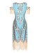 1920s Cold Shoulder Embroidered Fringe Sequins Dress