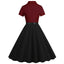 1950s Lapel Contrast Belted Dress