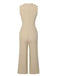 Beige 1940s Pockets Solid Sleeveless Jumpsuit