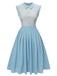 [Pre-Sale] Blue 1940s Doll Collar Stripes Dress