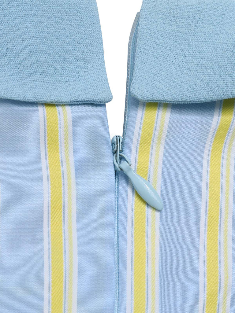 [Pre-Sale] Blue 1940s Doll Collar Stripes Dress