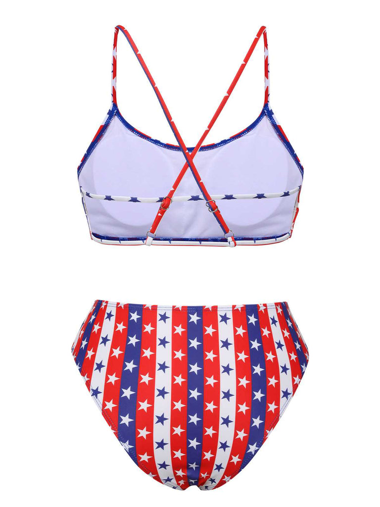 1960s Spaghetti Strap Independence Day Swimsuit