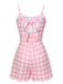 Pink 1950s Plaid Spaghetti Strap Romper