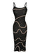 Black 1960s Knit Spaghetti Straps Bodycon Dress