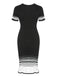 Black 1930s Gradient Stripes Knitted Dress