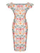 1960s Off- Shoulder Ruffles Floral Bodycon Dress