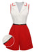[Pre-Sale] Red 1940s Contrast Binding Lapel Romper