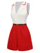 [Pre-Sale] Red 1940s Contrast Binding Lapel Romper